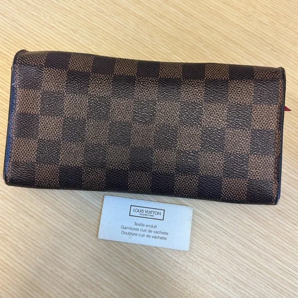 Louis Vuitton Emilie Wallet - Damier Ebene with Red Lining